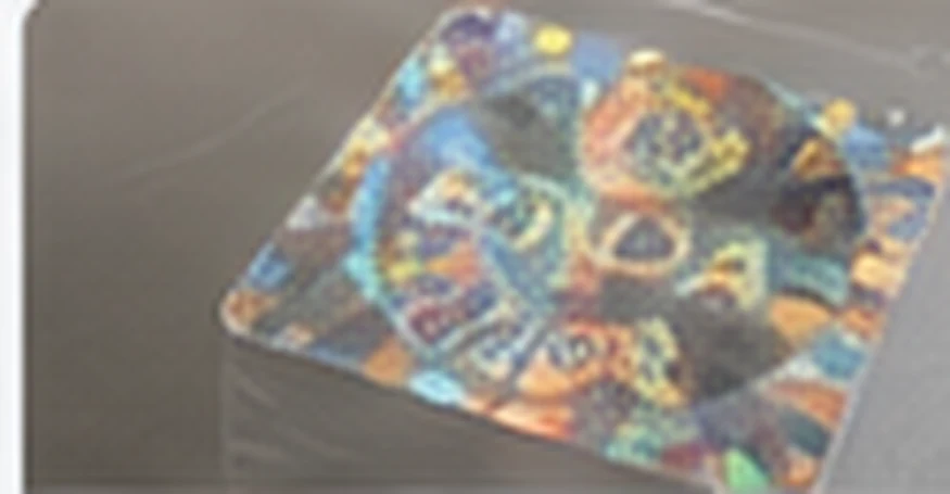 Holographic label sample close-up