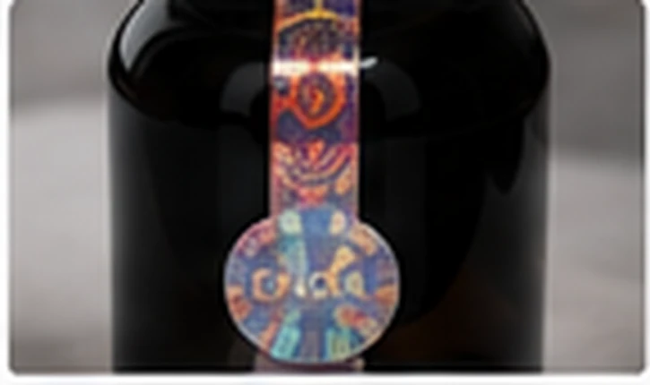Holographic seal positioned on bottle packaging